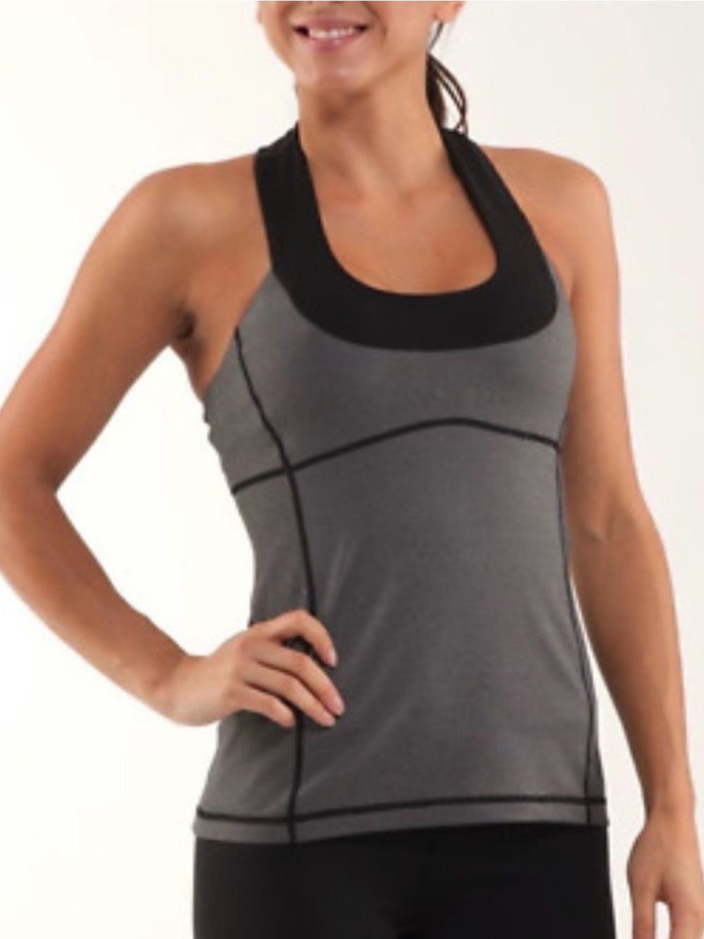 lululemon athletica Gray and Black Grid Tank Top